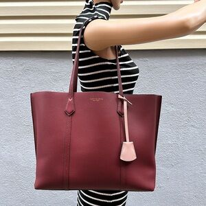🔥🔥🔥Tory Burch Triple Perry Leather Tote Shoulder Bag